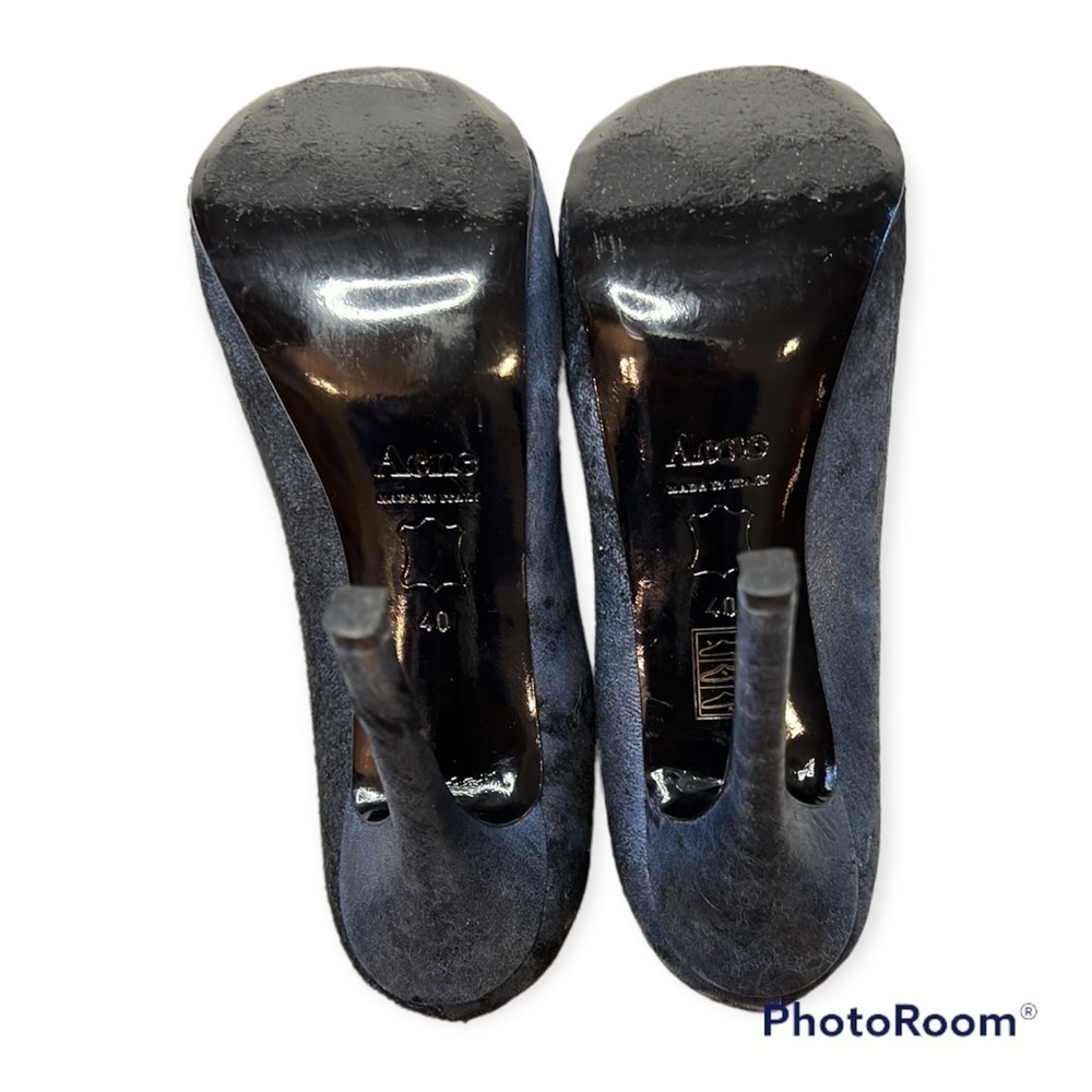 Acne Studios Leather & Textured Suede Midnight Blue and Pewter Blue Size 9/40 - Picture 4 of 9